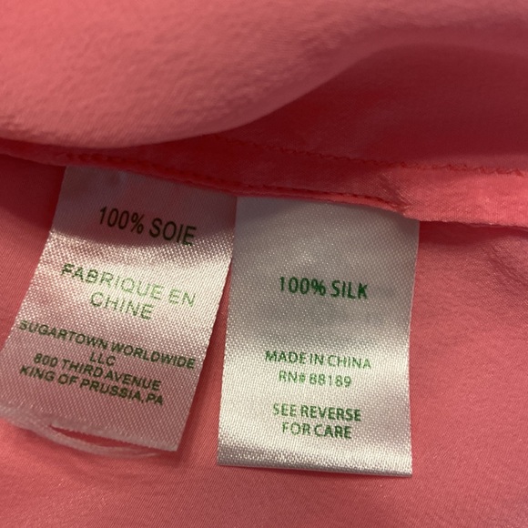 Lilly Pulitzer Elsa 100% silk blouse size XL - Picture 7 of 12